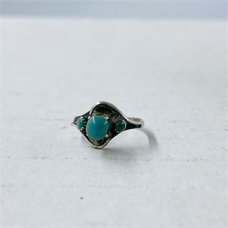 Navajo Sterling Turquoise Ring Size 4.5