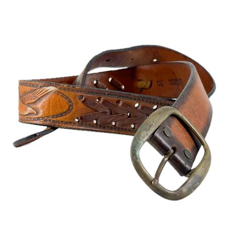 Vintage Leegin Creative Leather Hand Tooled Belt