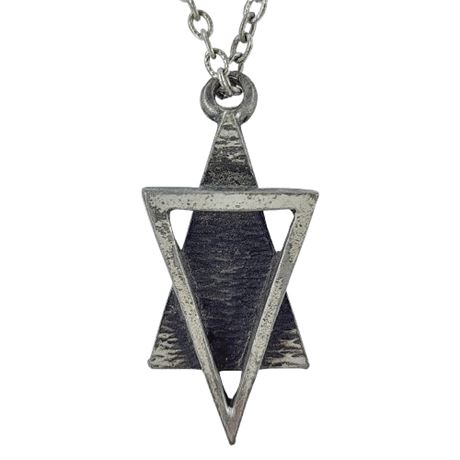 Vintage Modernist Pewter Triangles Pendant Necklace