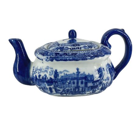Vintage Victoria Ware Flow Blue Ironstone Teapot
