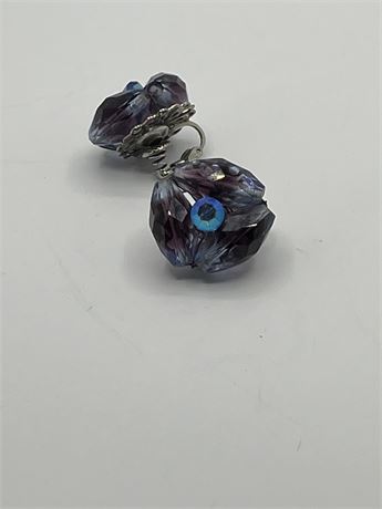 Vintage Vogue Signed, purple crystal earrings