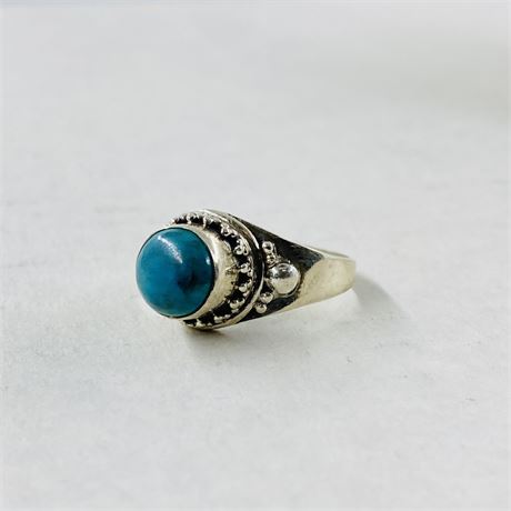 9g Sterling Turquoise Ring Size 10.25