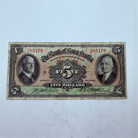 1935 Nova Scotia $5 Note