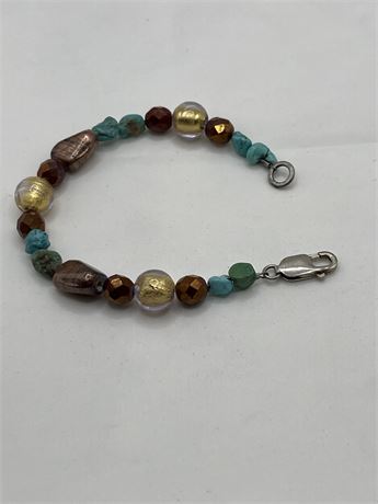 Multistone, with  silver attachment beaded bracelet