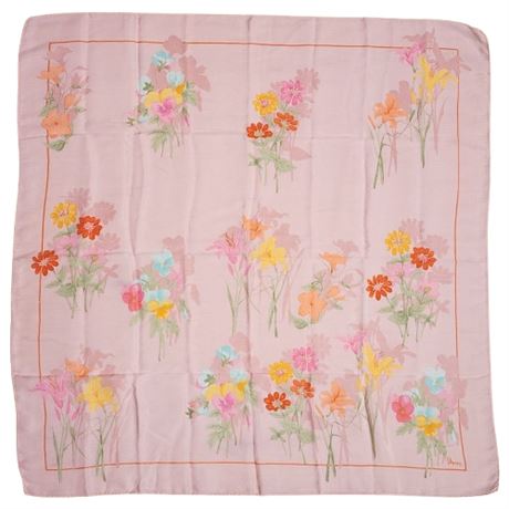 Vintage VERA Pink Floral Silk Scarf