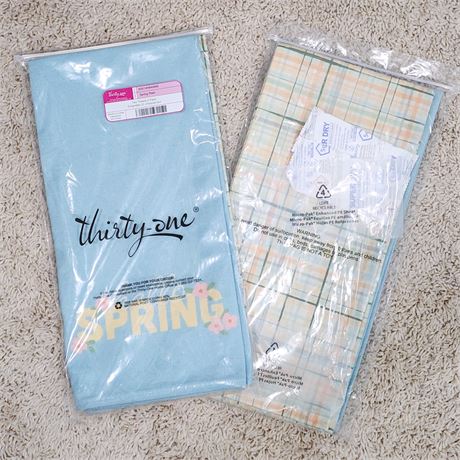 Lot of 2 Thirty-One Spring Plaid Tea Towel 2-Packs, NEW