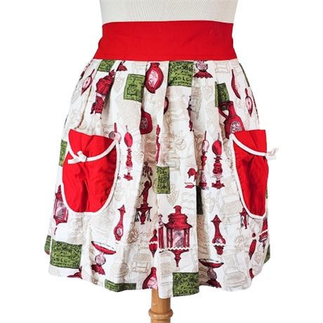 Vintage Americana Tavern Themed Handmade Half Apron w/ Pockets