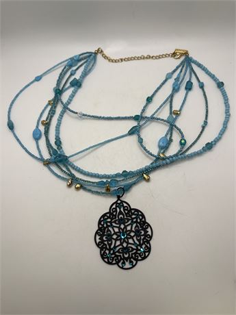Lane Bryant beaded pendant and rhinestone necklace