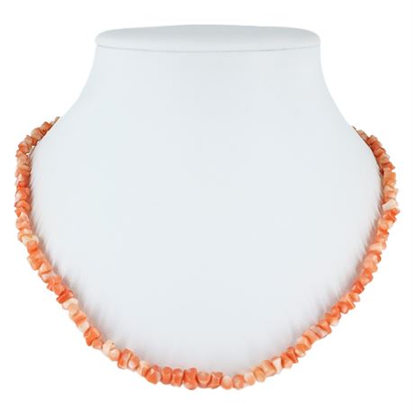 Vintage Italian Natural Peach Branch Coral Chip Necklace