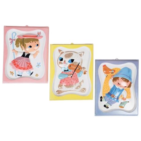 Vintage Johnson & Johnson Mother Goose Nursery Rhyme Wall Plaques