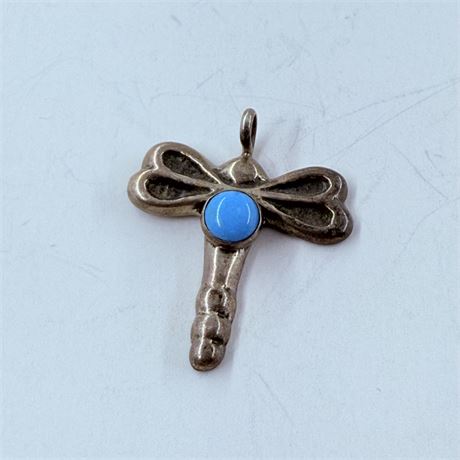 4.2g Navajo Signed Sterling Dragonfly Pendant / Charm