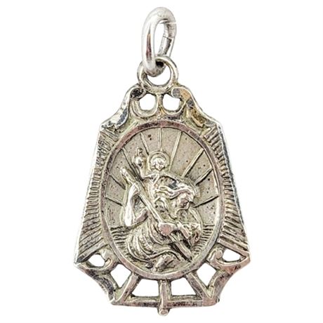 Vintage Sterling Silver Saint Christopher Religious Medal
