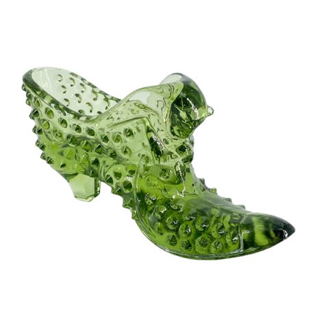 Fenton Green Art Glass Slipper