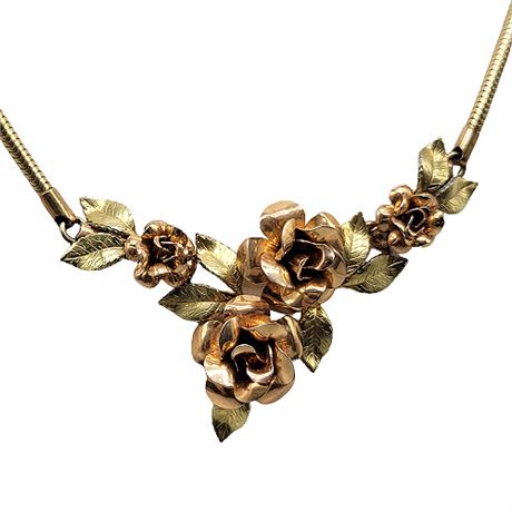 Krementz Gold Overlay Rose Necklace