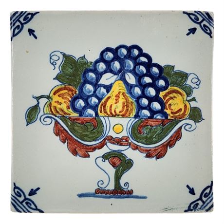 Vintage Royal Tichelaar Makkum Delft Polychrome Ceramic Tile