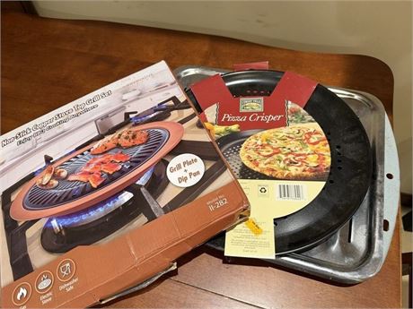 Copper Stove Top Grill Set, Pizza Crisper & Broiling Pan