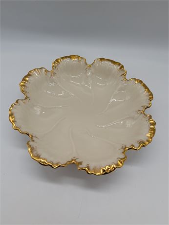 Lenox USA Scalloped Serving Dish Bone China 24K Rim