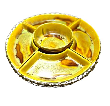 MCM Drip Glazed 6 Piece Lazy Susan Chip Dip Set