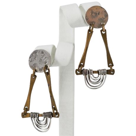 Artisan Made Sterling Silver & Brass Earrings