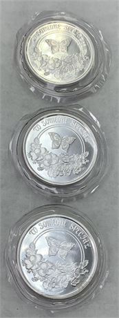 3 .999 Fine Silver 1 Troy Ounce Silver Medallions, Sealed