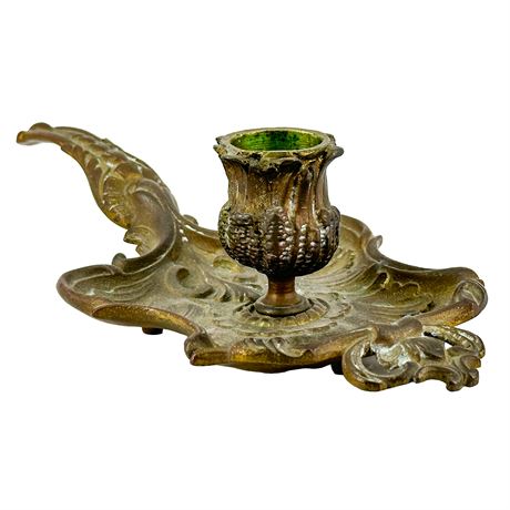 Antique Brass Chamberstick Candle Holder