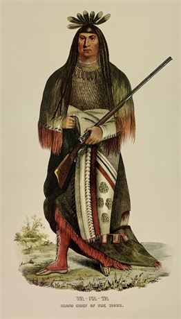 1965 Penn Prints “Wa-Na-Ta” Sioux Chief Native American Litho