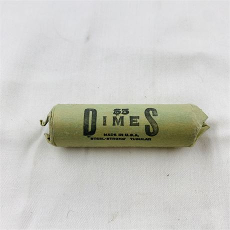 Unsearched $5 Mercury Dime Roll Labeled 1943