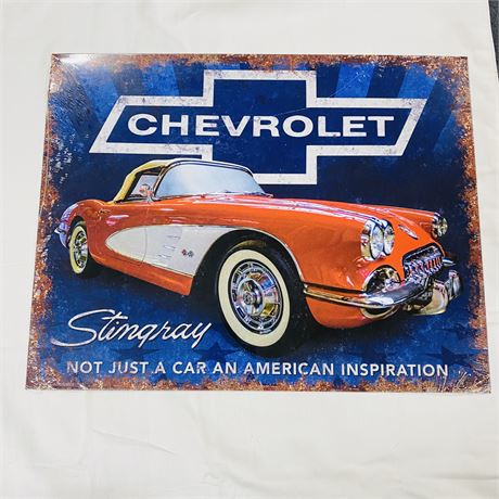 Chevy Corvette Metal Sign 12.5x16”