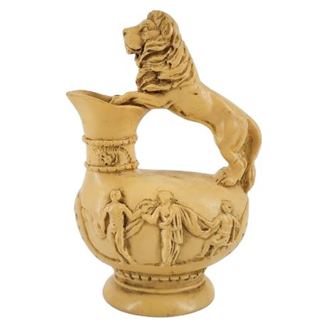 Vintage Lion Handle Wine Vessel Resin Souvenir
