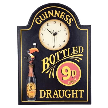 Guinness Bottled Draught Wall Clock Plaque