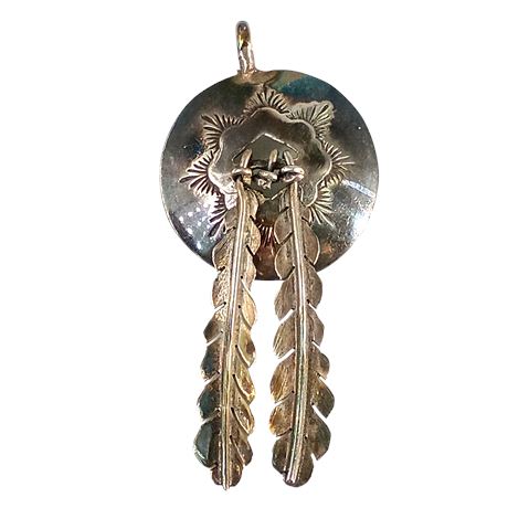Sterling Silver Feather Pendant with Double Dangle Feathers