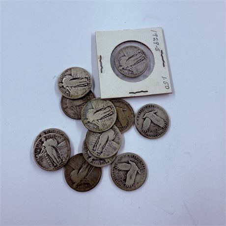 12 Standing Liberty Silver Quarters - Unsearched