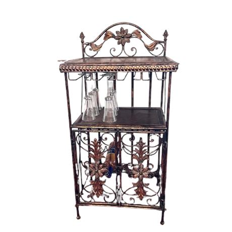 Metal Wine & Glasses Stand - Mini Bar