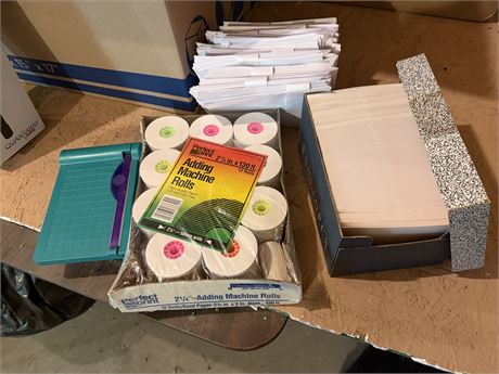 Adding Machine Rolls, Small Paper Cutter & New Envelopes