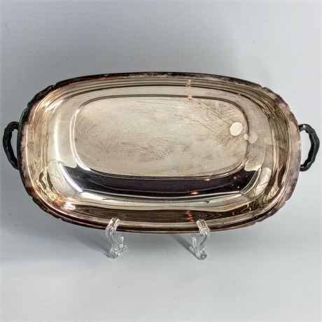 Vintage Silverplate Oval Serving Dish with Handles – 11.25" Rectangular Bowl