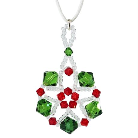 Handmade Beaded Christmas Crystal Pendant Necklace