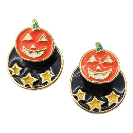 Vintage Enamel Halloween Post Back Earrings