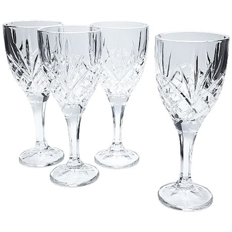 Godinger "Dublin" Crystal All Purpose Goblet/Wine Glasses, Set of 4