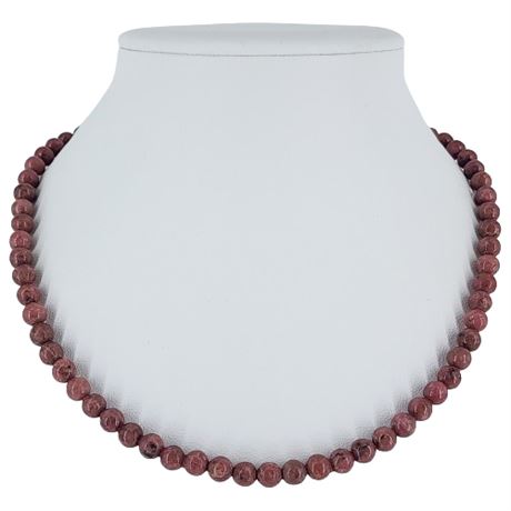 Artisan Made Pink Rhodonite Bead Necklace