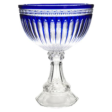 Old Williamsburg Cobalt Cut to Clear 14" Compote by Design Guild Poland (1 of 2)