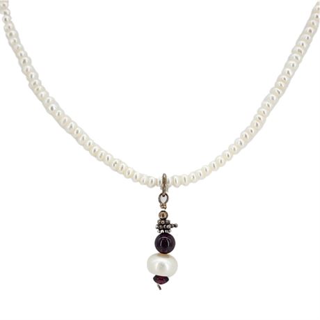 Artisan Made Freshwater Pearl Necklace w/ Sterling Clasp