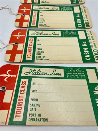 5 NOS Mid Century Travel Agency Tourist Cruise Ship Cabin Class Luggage Tags