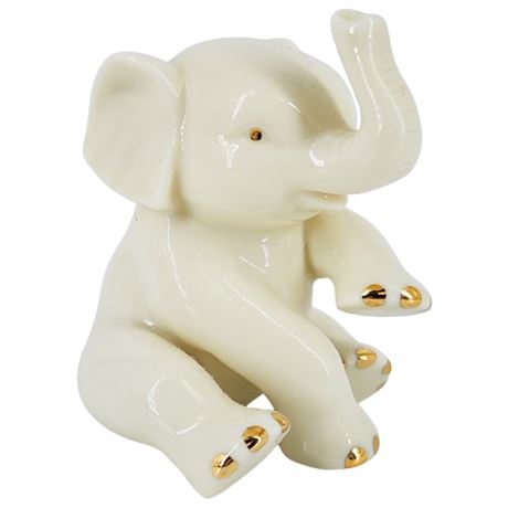 Vintage Lenox Porcelain Baby Elephant Figurine w/ Gold Details