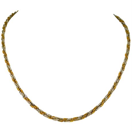 Italian Sterling Silver Two-Tone Woven Chain Necklace – 925