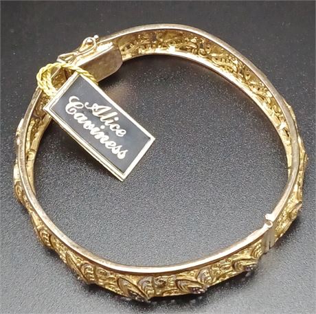 Sterling Alice Caviness gold on Sterling marcasite clasp Bengal bracelet 16.79 G