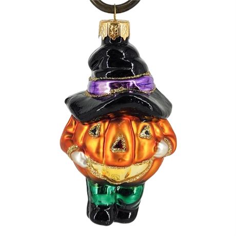 Blown Glass Halloween Jack-o-Lantern Ornament