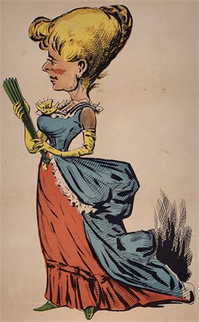 15” x 9” Victorian Bustle Gown “Sway Back” Fashion Cartoon
