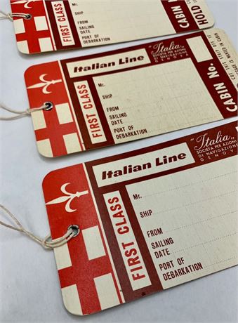 4 NOS Mid Century Travel Agency Tourist Cruise Ship Cabin Class Luggage Tags