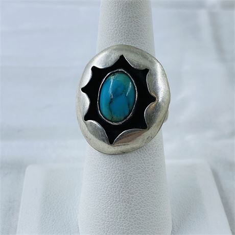 7.5g Grace Smith Shadowbox Turquoise Sterling Ring Size 6.5