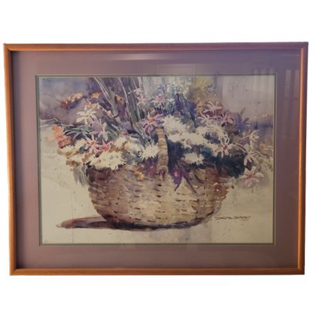 Framed 1985 Floral Basket Print